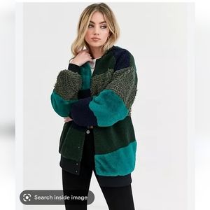 Asos noisy may size L NWT Patchwork fuzzy bomber jacket